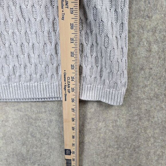 Old Navy Gray Cable Knit Sweater L Womens Cotton Crewneck Pullover - Picture 4 of 5